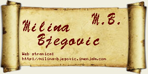 Milina Bjegović vizit kartica